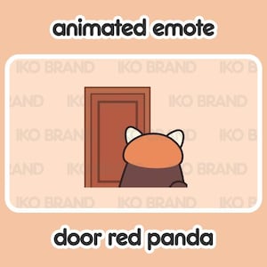 Animated Emote - Red Panda Door Leaving | Cute | Kawaii | Chibi | Twitch, YouTube, Discord | Stream Emotes & Alerts