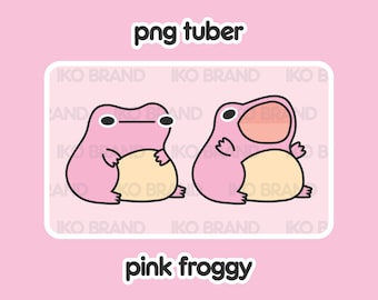 PNGTuber - Pink Frog | Chibi | Cute | Kawaii | Twitch | YouTube | Vtuber | Streaming | Ready to Use and Download for OBS Streamlabs