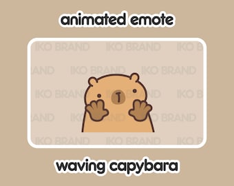 Animated Emote - Capybara Waving | Cute | Kawaii | Chibi | Twitch, YouTube, Discord | Stream Emotes & Alerts