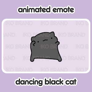 アニメーションエモート - 踊る黒猫 | かわいい | カワイイ | ちび | Twitch、YouTube、Discord | ストリームエモートとアラート