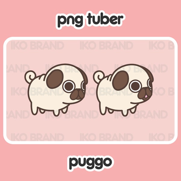 PNGTuber - Pug | Chibi | Cute | Kawaii | Twitch | YouTube | Vtuber | Streaming | Ready to Use and Download for OBS Streamlabs