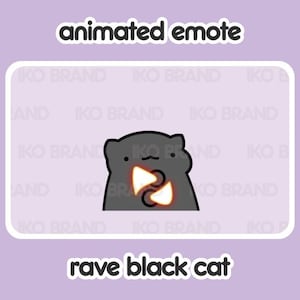 Animated Emote - Black Cat Rave | Cute | Kawaii | Chibi | Twitch, YouTube, Discord | Stream Emotes & Alerts