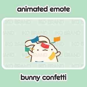 Animated Emote - Bunny Confetti Party Hype  | Cute | Kawaii | Chibi | Twitch, YouTube, Discord | Stream Emotes & Alerts