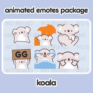 Animated Emotes Package - Koala | Cute | Kawaii | Chibi | Twitch, YouTube, Discord | Stream Emotes & Alerts