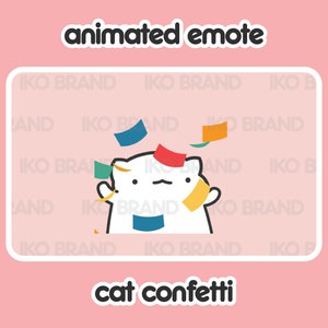 Animated Emote - Cat Confetti Party Hype  | Cute | Kawaii | Chibi | Twitch, YouTube, Discord | Stream Emotes & Alerts