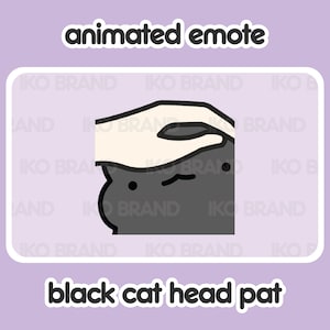 Animated Emote - Black Cat Head Pat | Petting | Cute | Kawaii | Chibi | Twitch, YouTube, Discord | Stream Emotes & Alerts