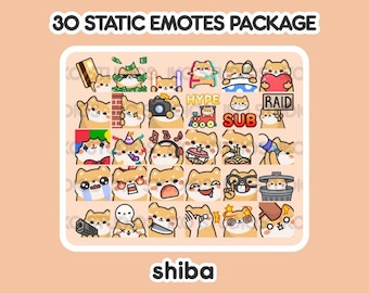 Paquete de emoticones estáticos MEGA: emoticones y alertas Shiba, lindos, kawaii, chibi, Twitch, YouTube, Discord y Stream