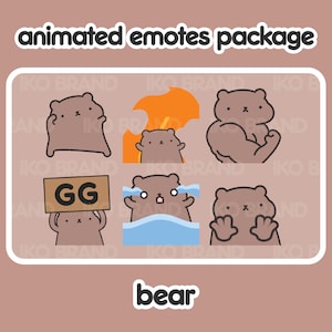 Animated Emotes Package - Bear | Cute | Kawaii | Chibi | Twitch, YouTube, Discord | Stream Emotes & Alerts