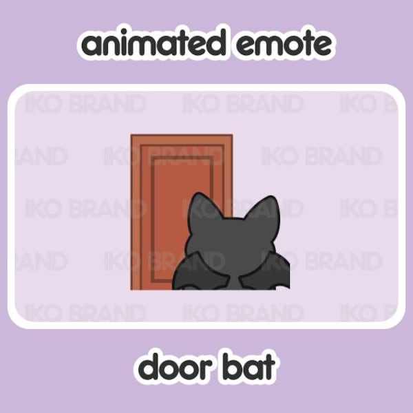 Gesto animado: Murciélago saliendo de la puerta / Lindo / Kawaii / Chibi / Twitch, YouTube, Discord / Emotes y alertas de transmisión