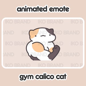 Animated Emote - Gym Calico Cat | Cute | Kawaii | Chibi | Twitch, YouTube, Discord | Stream Emotes & Alerts