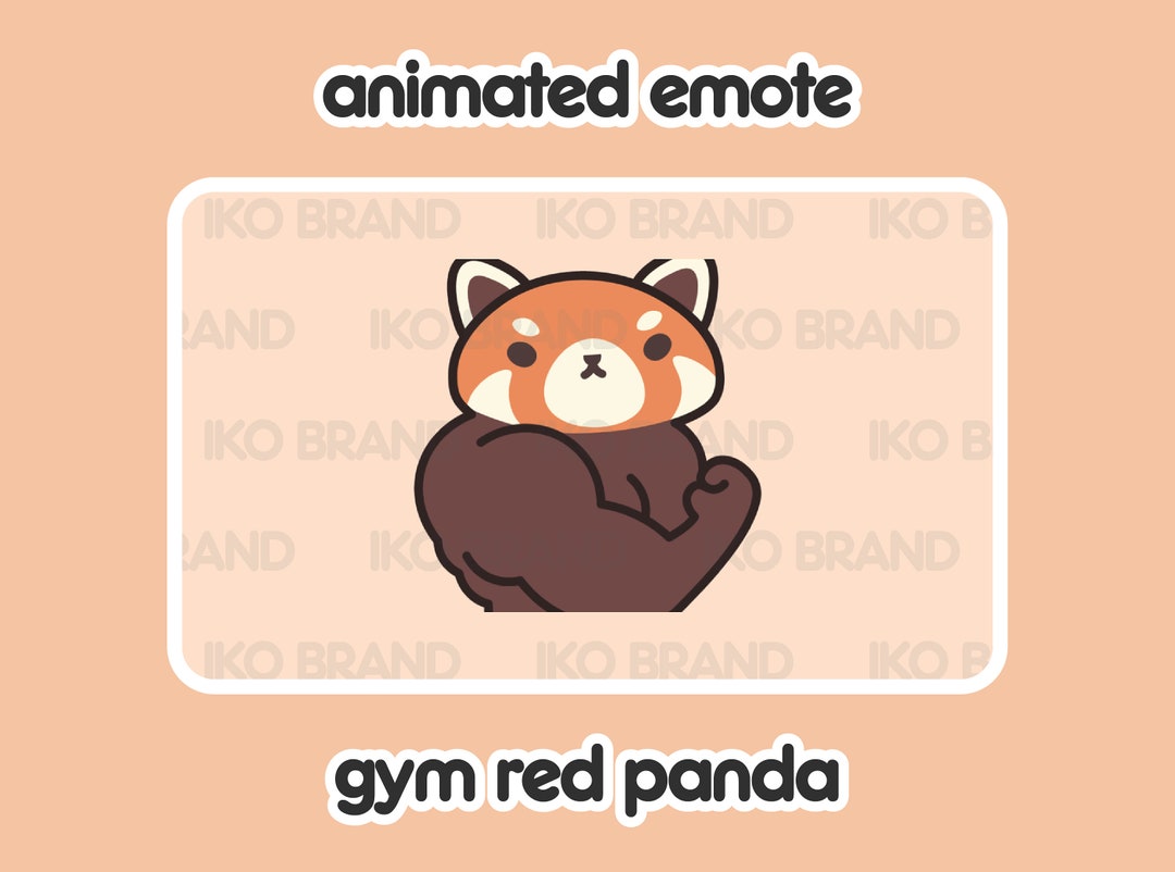 Animated Emote Gym Red Panda Cute Kawaii Chibi Twitch, Youtube, Discord