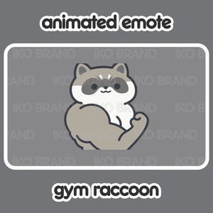 Animated Emote - Gym Raccoon | Cute | Kawaii | Chibi | Twitch, YouTube, Discord | Stream Emotes & Alerts