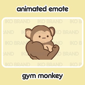 Animated Emote - Gym Monkey | Cute | Kawaii | Chibi | Twitch, YouTube, Discord | Stream Emotes & Alerts