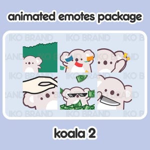 Animated Emotes Package - Koala 2 | Cute | Kawaii | Chibi | Twitch, YouTube, Discord | Stream Emotes & Alerts