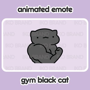 Animated Emote - Gym Black Cat | Cute | Kawaii | Chibi | Twitch, YouTube, Discord | Stream Emotes & Alerts