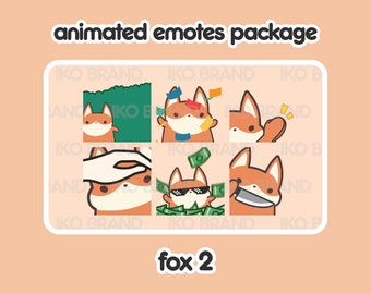 Animated Emotes Package - Fox 2 | Cute | Kawaii | Chibi | Twitch, YouTube, Discord | Stream Emotes & Alerts