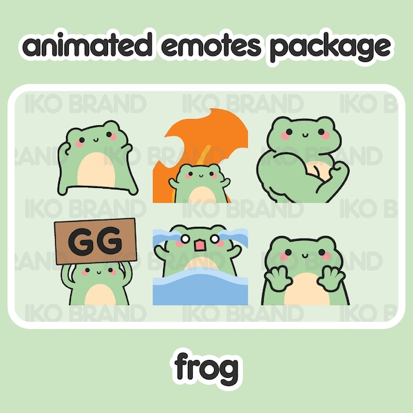 Animated Emotes Package - Frog | Cute | Kawaii | Chibi | Twitch, YouTube, Discord | Stream Emotes & Alerts