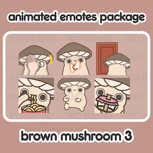 Brown Mushroom Animated Emotes: Twitch, YouTube, Discord (GIF Files)