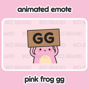 Animated Emote - Pink Frog GG | Cute | Kawaii | Chibi | Twitch, YouTube, Discord | Stream Emotes & Alerts