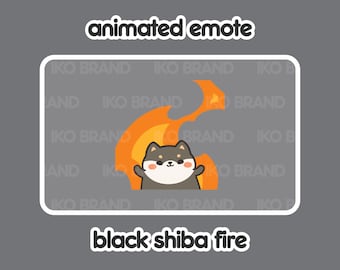 Black Shiba Inu Fire Animated Emote: Twitch, YouTube, Discord (GIF Files)