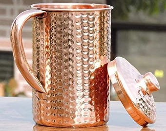 100% Pure Copper Water Pitcher Jug for Ayurveda Health Benefit 2 ltr