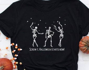 Unisex skelet Halloween-shirt, skeletshirt, Halloween-feestshirt, Trick or Treat-shirt, ik hou van Halloween-shirt, gotisch Halloween-shirt