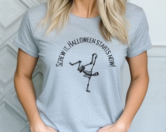 Unisex skelet Halloween-shirt voor heren en dames, skeletshirt, Halloween-feestshirt, Trick or Treat-shirt, gotisch Halloween-shirt