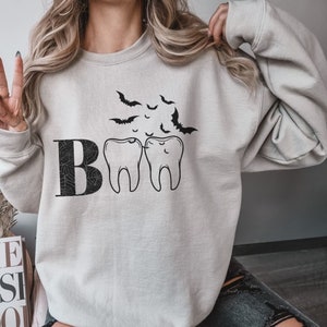 Halloween Dentist Crewneck Sweatshirt, Dental student, Dental hygienist sweatshirt, Orthodontist sweatshirt, Dental assistant shirt