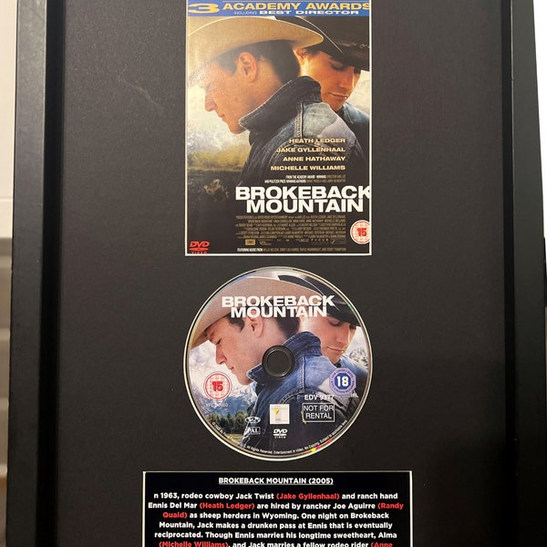 Brokeback Mountain | Heath Ledger | Jake Gyllenhaal |Retro DVD Mounted Wall Display | Free Postage |