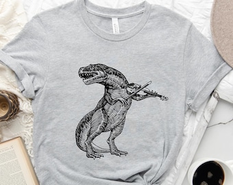 Dinosaur Playing Violin Shirt, Violin TShirt, Dinosaur Violin TShirt, Musician Dinosaur Shirt, Birthday Gift, Music Shirt, Fiddle Gifts Tee