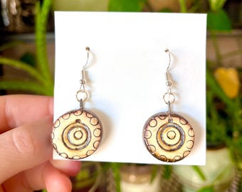 Angel eye earrings  handmade ceramic pottery biblically accurate