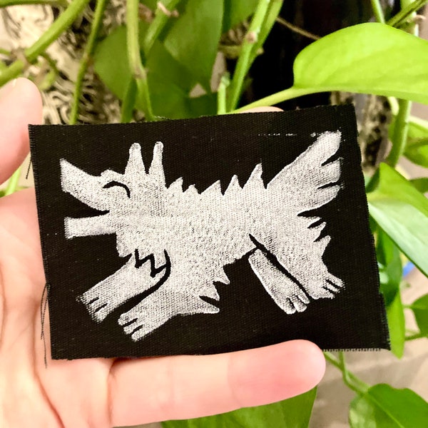 Little guy wolf patch sew or glue on