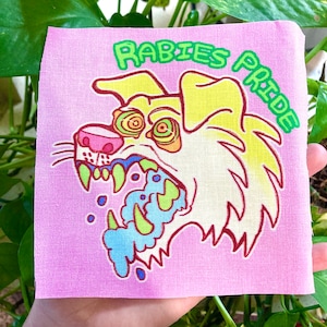 RABIES PRIDE dog patch sew or glue on 5x5 inches