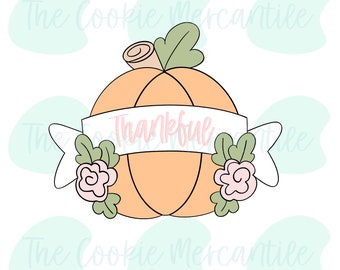 Floral Pumpkin W/ Banner 2018 - Cookie Cutter
