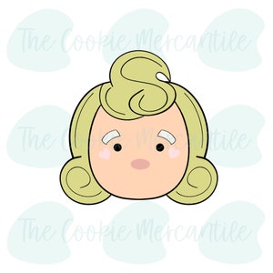 May include: A cartoon illustration of a person with blonde hair and a light pink face. The person has black eyes and eyebrows, a small pink nose, and a small pink mouth.