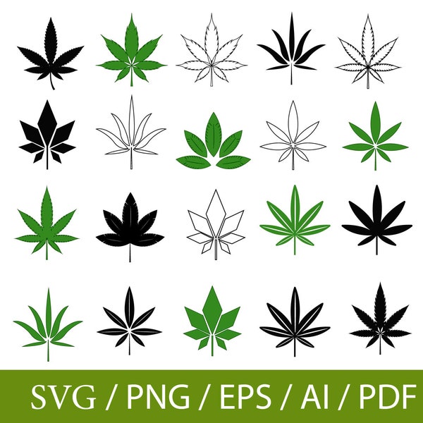 Marijuana Leaf Svg, Weed Svg Bundle, Pot Leaf Svg, Smoking Svg, Weed Leaf Svg, Cannabis Clipart, Cricut Cut Files, Digital Download