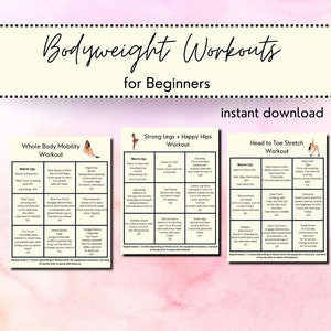 Bodyweight Exercise for Beginners, Fitness Workout, Full Body Exercise, Leg Workout, Exercise Plan, Printable, Instant Download, PDFs