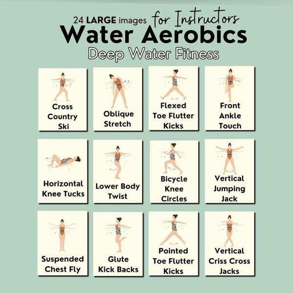 Water aerobics class ideas, aqua fitness, aqua aerobics exercise routines PDFs, group exercise instructor, digital download, printable