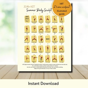 Zomerlichaamsworkout, HIIT-workout, Workoutroutine thuis, Full Body Fitness, Intervaltraining met hoge intensiteit, Direct downloaden, pdf