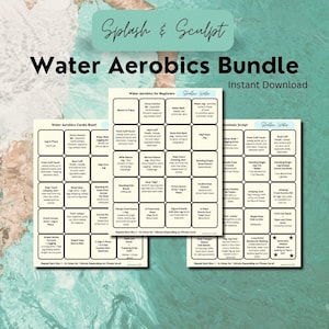 Water Aerobics Fitness Bundle, Bodyweight Exercise, Pool Workouts, Printable PDF's, Instant Download