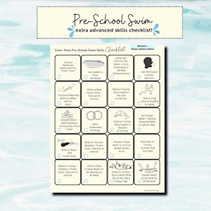Lista de verificación de habilidades de natación para niños en edad preescolar, Lección de natación avanzada para niños pequeños, Seguridad en el agua para niños, Cómo nadar para niños, Imprimible