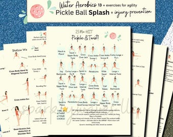 Pickleball exercises for seniors, water exercise training for pickleball players, pickleball workout, water aerobics, agility, workout plan