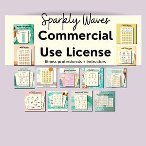 May include: A collection of printable water aerobics workout guides for fitness professionals and instructors. The guides feature various exercises, including wall plates, cardio, flexibility, deep water fitness, and swim lessons.