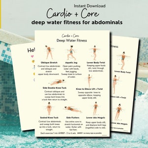 Water Aerobics, Abs Workout, Water Exercise for Abdominal Muscle, Deep Water Fitness, Lose Belly Fat, PDF, Instant Download