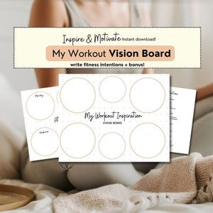 Tableau de visualisation de la forme physique, Manifest Happiness imprimable, Tableau de visualisation du bien-être, Planificateur d'entraînements pour la santé, Affirmations positives pour les femmes, PDF