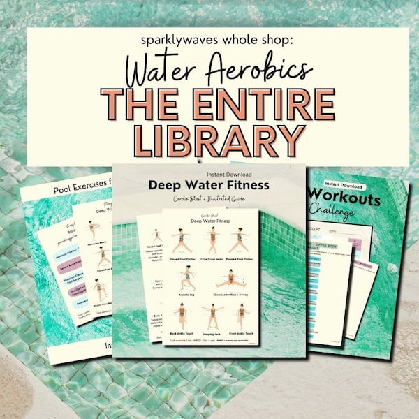 Water Aerobics PDFs, Water Fitness, Water Exercise digital downloads, Exercise Guides, Activity for Seniors, Water Workouts, Printable