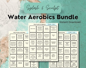 Wasseraerobik Fitness Bundle, Körpergewichtsübungen, Pool Workouts, druckbare PDFs, Sofort Download