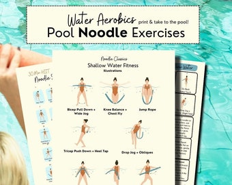 Pool Noodle Exercises for Seniors, Water Aerobics Exercise PDFs, Water Fitness, Water Workout for Beginners, Instant Download, Printable