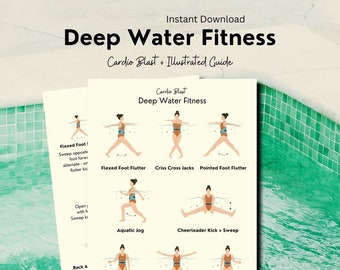 Deep Water Fitness, Water Aerobics PDF, Bodyweight Exercise, Pool Exercise, Illustrated Fitness Guide, Instant Download