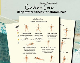 Water Aerobics, Abs Workout, Water Exercise for Abdominal Muscle, Deep Water Fitness, Lose Belly Fat, PDF, Instant Download